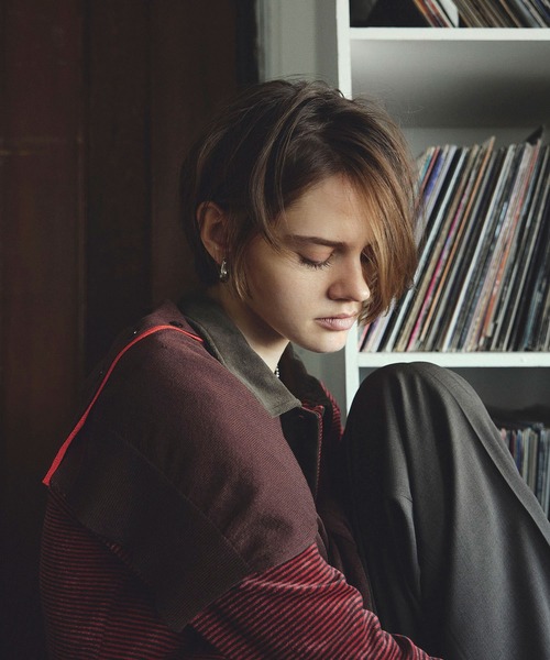 ROSE BUD（ローズバッド）の「(mici)POLO COLLAR STRIPE TOP