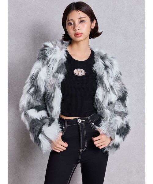 【本日限定価格】レイヤードエコファーライダースジャケット レイヤードエコファーライダースジャケット（ライダースジャケット