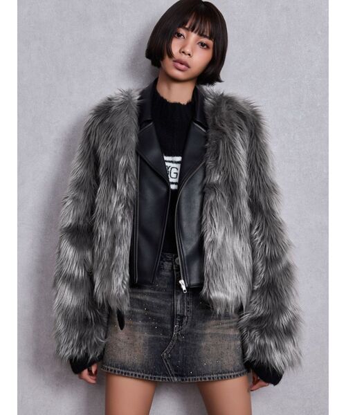 レイヤードエコファーライダースジャケット（ライダースジャケット