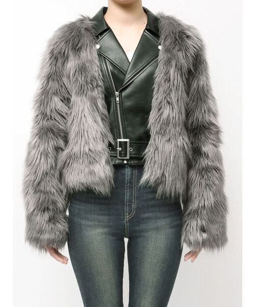 レイヤードエコファーライダースジャケット（ライダースジャケット