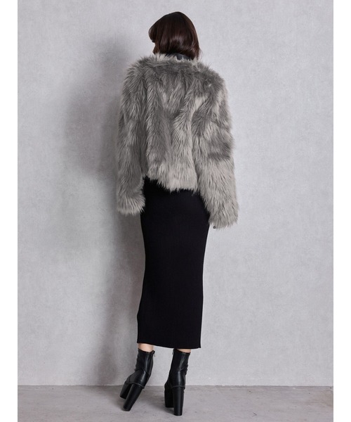 GYDA グレー フェイクファー ジャケット GYDA｜ジェイダのジャケット/アウター（フェイクファー）通販