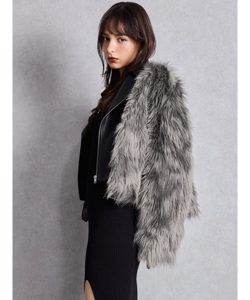 ジェイダ　レイヤードエコファーライダースジャケット レイヤードエコファーライダースジャケット[品番：MKSW0035585