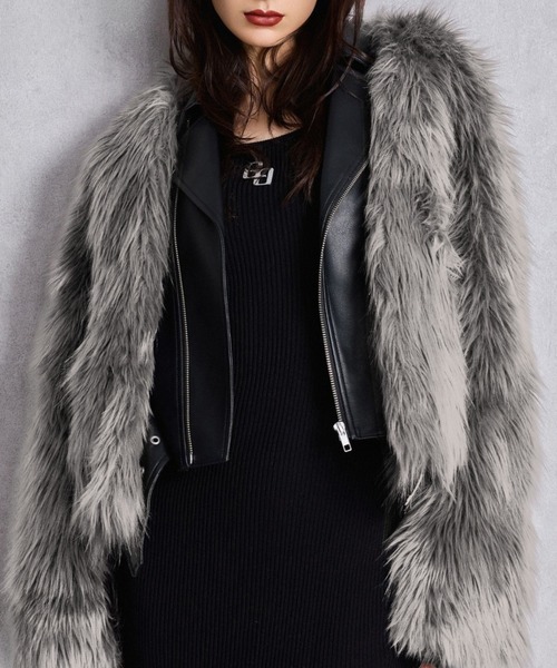 レイヤードエコファーライダースジャケット（ライダースジャケット