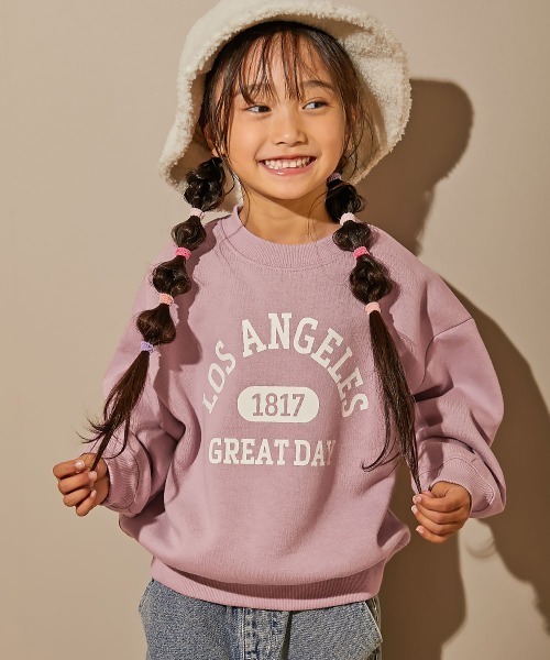 devirock（デビロック）の「デビラボ プリント 裏起毛 BIGシルエットトレーナー（スウェット・キッズ・ピンク系1/ブルー系1/ピンク系2/ブラック系1/グレー系1/ブラック系3/グリーン系2/ベージュ系2/ブラック系2/グリーン系1/ベージュ系1/ブラック系4/ブルー系2/グレー系2・90cm/100cm/110cm/120cm/130cm/140cm/150cm/160cm）」の13枚目の写真