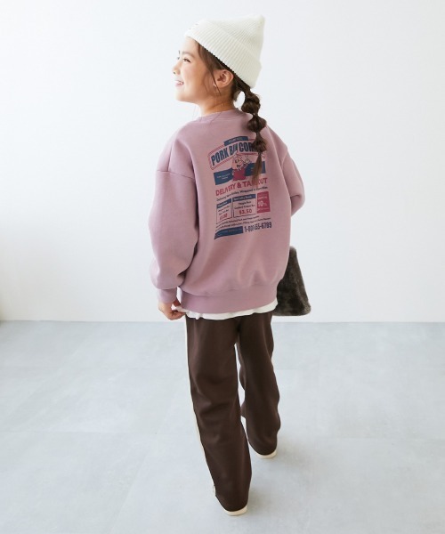 devirock（デビロック）の「デビラボ プリント 裏起毛 BIGシルエットトレーナー（スウェット・キッズ・ピンク系1/ブルー系1/ピンク系2/ブラック系1/グレー系1/ブラック系3/グリーン系2/ベージュ系2/ブラック系2/グリーン系1/ベージュ系1/ブラック系4/ブルー系2/グレー系2・90cm/100cm/110cm/120cm/130cm/140cm/150cm/160cm）」の15枚目の写真