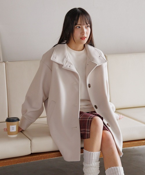 ウーリーテックミドルコート/AND YUA ANY/576811（ステンカラーコート