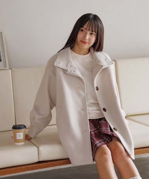 ウーリーテックミドルコート/AND YUA ANY/576811（ステンカラーコート