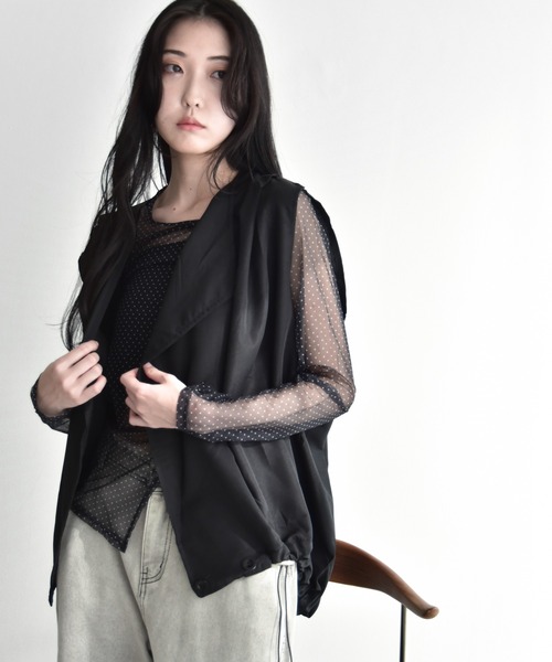 Y/lim(イリム)の「シアードット裾スリットTシャツ(Tシャツ/カットソー・レディース・オフホワイト/ブラック・FREE)」の12枚目の写真