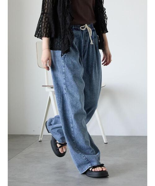 ehka sopo（エヘカソポ）の「ヴィンテージ加工イージーデニムパンツ（その他パンツ・レディース・サックスブルー/ブルー/チャコールグレー・F）」の9枚目の写真