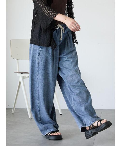 ehka sopo（エヘカソポ）の「ヴィンテージ加工イージーデニムパンツ（その他パンツ・レディース・サックスブルー/ブルー/チャコールグレー・F）」の10枚目の写真