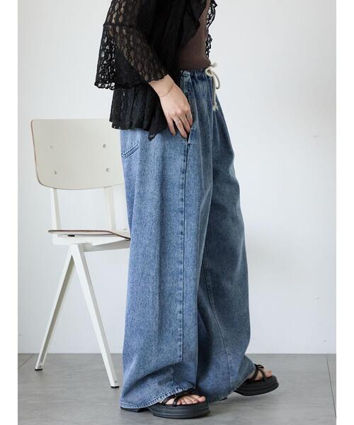 ehka sopo（エヘカソポ）の「ヴィンテージ加工イージーデニムパンツ（その他パンツ・レディース・サックスブルー/ブルー/チャコールグレー・F）」の11枚目の写真