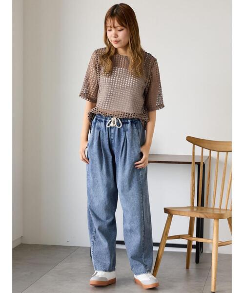 ehka sopo（エヘカソポ）の「ヴィンテージ加工イージーデニムパンツ（その他パンツ・レディース・サックスブルー/ブルー/チャコールグレー・F）」の20枚目の写真