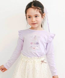 SLAP SLIP（スラップスリップ）の「肩フリルキラキララインストーンティータイムTシャツ(80~130cm)（Tシャツ/カットソー・キッズ）」