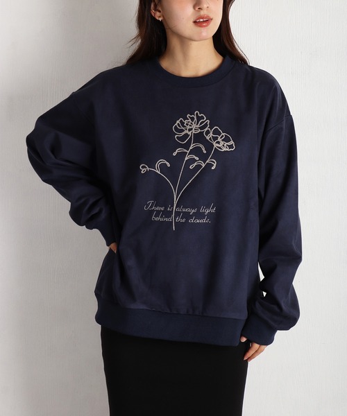 WESTSEA(ウエストシー)の「裏起毛 カットスウェード フラワーチェーン刺繍トレーナー 長袖(スウェット・メンズ・チャコールグレー/ネイビー/ブラウン・M/L)」の11枚目の写真