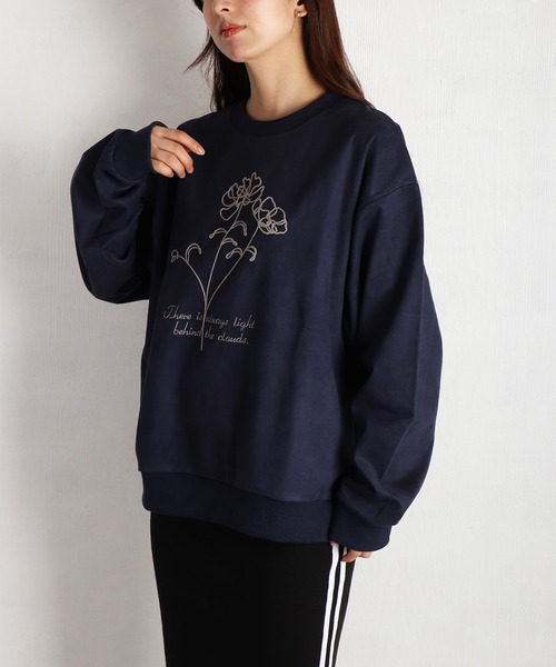 WESTSEA(ウエストシー)の「裏起毛 カットスウェード フラワーチェーン刺繍トレーナー 長袖(スウェット・メンズ・チャコールグレー/ネイビー/ブラウン・M/L)」の12枚目の写真