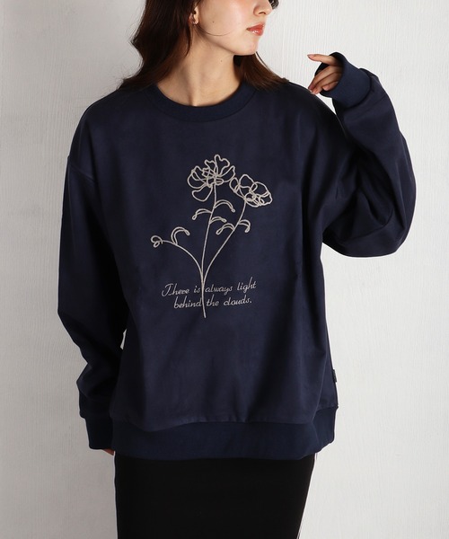 WESTSEA(ウエストシー)の「裏起毛 カットスウェード フラワーチェーン刺繍トレーナー 長袖(スウェット・メンズ・チャコールグレー/ネイビー/ブラウン・M/L)」の14枚目の写真