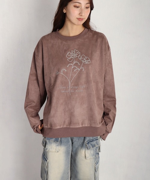 WESTSEA(ウエストシー)の「裏起毛 カットスウェード フラワーチェーン刺繍トレーナー 長袖(スウェット・メンズ・チャコールグレー/ネイビー/ブラウン・M/L)」の4枚目の写真