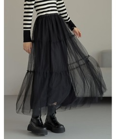 セール】チュールエンブレースティアードスカート（スカート