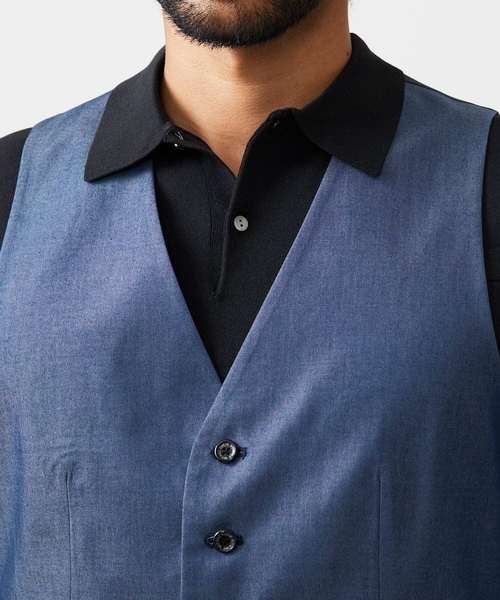 MICHEL KLEIN HOMME (ミッシェルクランオム)の「【セットアップ】デニム調リバーシブルベスト(ベスト・メンズ・ブルー/ブラック・MEDIUM/LARGE/X-LARGE)」の19枚目の写真