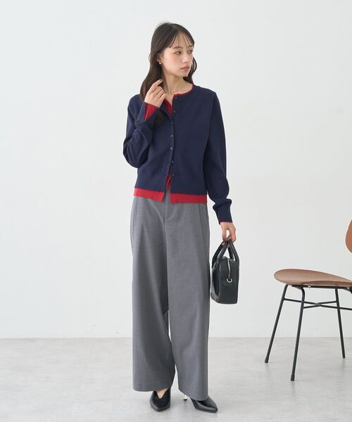 earth music&ecology（アースミュージックアンドエコロジー）の「バイカラーレイヤード風カーディガン（カーディガン/ボレロ・レディース・ネイビー/グレー/レッド・FREE）」の14枚目の写真