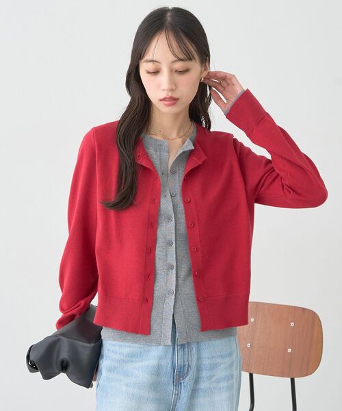 earth music&ecology（アースミュージックアンドエコロジー）の「バイカラーレイヤード風カーディガン（カーディガン/ボレロ・レディース・ネイビー/グレー/レッド・FREE）」の18枚目の写真