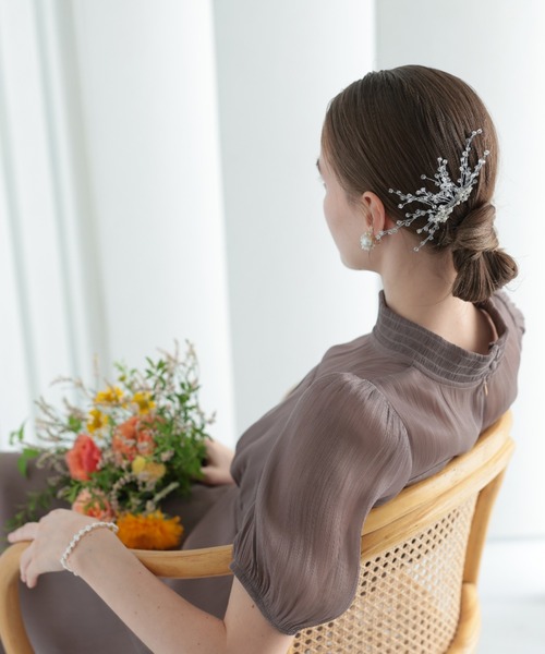 Cupid Heart(キューピッドハート)の「【Cupid Heart】結婚式用!ビジューヘアコム(バレッタ/ヘアクリップ・レディース・シルバー・MEDIUM)」の6枚目の写真