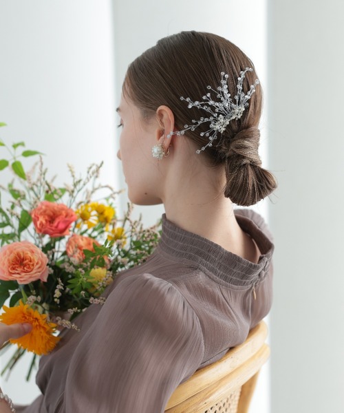 Cupid Heart(キューピッドハート)の「【Cupid Heart】結婚式用!ビジューヘアコム(バレッタ/ヘアクリップ・レディース・シルバー・MEDIUM)」の7枚目の写真