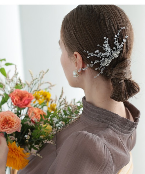 Cupid Heart(キューピッドハート)の「【Cupid Heart】結婚式用!ビジューヘアコム(バレッタ/ヘアクリップ・レディース・シルバー・MEDIUM)」の8枚目の写真