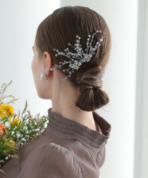 Cupid Heart(キューピッドハート)の「【Cupid Heart】結婚式用!ビジューヘアコム(バレッタ/ヘアクリップ・レディース・シルバー・MEDIUM)」の9枚目の写真