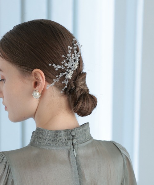 Cupid Heart(キューピッドハート)の「【Cupid Heart】結婚式用!ビジューヘアコム(バレッタ/ヘアクリップ・レディース・シルバー・MEDIUM)」の4枚目の写真