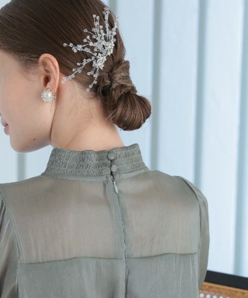 Cupid Heart(キューピッドハート)の「【Cupid Heart】結婚式用!ビジューヘアコム(バレッタ/ヘアクリップ・レディース・シルバー・MEDIUM)」の5枚目の写真