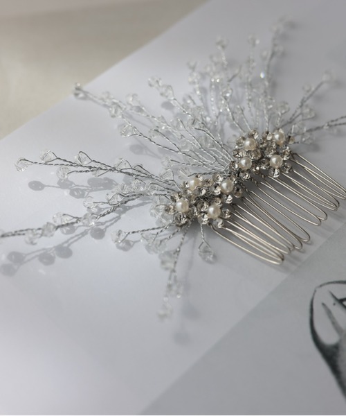 Cupid Heart(キューピッドハート)の「【Cupid Heart】結婚式用!ビジューヘアコム(バレッタ/ヘアクリップ・レディース・シルバー・MEDIUM)」の13枚目の写真