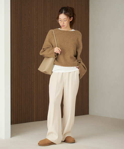 【新品】プラージュ　Baby Alpacaラグランプルオーバー　ベージュ　ニット 追加》Baby Alpaca ラグラン プルオーバー（ニット／セーター