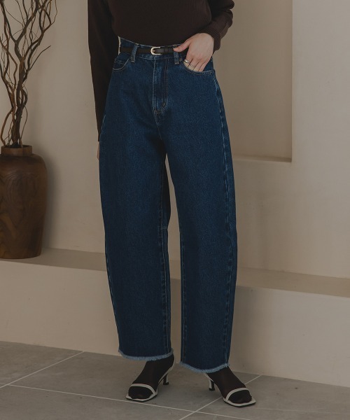 Petitjo（プッチージョ）の「小さいサイズ　カーブデニムパンツ（セットアップ対応・上下別売り）　低身長さん・小柄女性（デニムパンツ・レディース・ライトブルー/ネイビー・PSS/PS/PM/PL）」の7枚目の写真