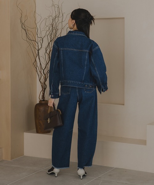 Petitjo（プッチージョ）の「小さいサイズ　カーブデニムパンツ（セットアップ対応・上下別売り）　低身長さん・小柄女性（デニムパンツ・レディース・ライトブルー/ネイビー・PSS/PS/PM/PL）」の9枚目の写真