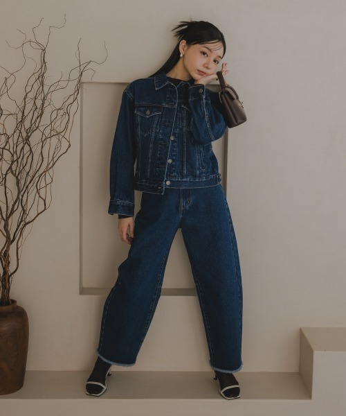 Petitjo（プッチージョ）の「小さいサイズ　カーブデニムパンツ（セットアップ対応・上下別売り）　低身長さん・小柄女性（デニムパンツ・レディース・ライトブルー/ネイビー・PSS/PS/PM/PL）」の10枚目の写真