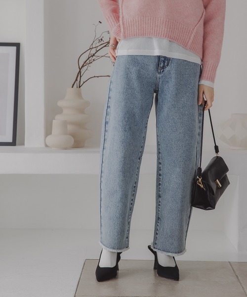 Petitjo（プッチージョ）の「小さいサイズ　カーブデニムパンツ（セットアップ対応・上下別売り）　低身長さん・小柄女性（デニムパンツ・レディース・ライトブルー/ネイビー・PSS/PS/PM/PL）」の12枚目の写真