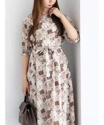 Te chichi | マップパターンプリントワンピース(ワンピース)