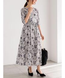 Techichiリバティ地図柄 ロングワンピース新品。 Techichiリバティ地図柄 ロングワンピース新品。 - メルカリ