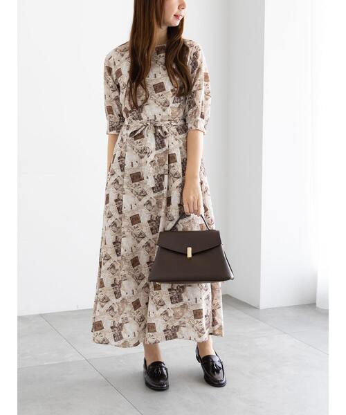 Te chichi（テチチ）の「マップパターンプリントワンピース（ワンピース・レディース・ベージュ/ブラック・F）」の18枚目の写真