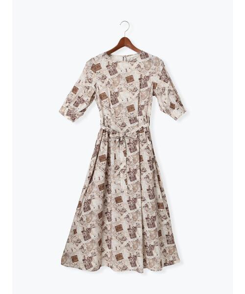 Te chichi（テチチ）の「マップパターンプリントワンピース（ワンピース・レディース・ベージュ/ブラック・F）」の9枚目の写真