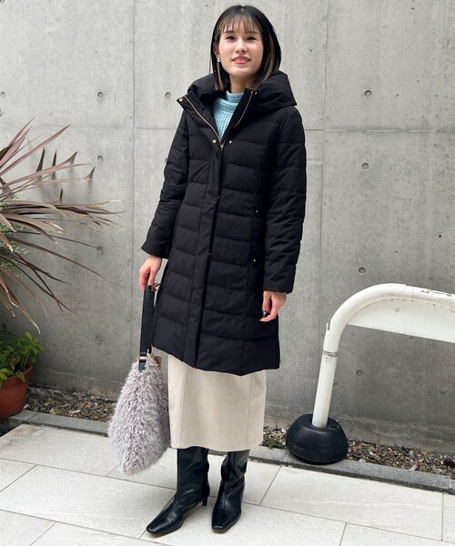 撥水》ストレッチライトタフタロングコート（ダウンジャケット/コート
