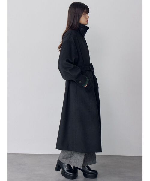 MURUA（ムルーア）の「スタンドネックダブルカラーコート（ステンカラーコート・レディース・グレー/キャメル/カーキ/ブラック・2/1）」の7枚目の写真