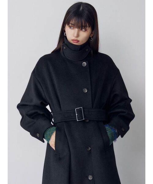 MURUA（ムルーア）の「スタンドネックダブルカラーコート（ステンカラーコート・レディース・グレー/キャメル/カーキ/ブラック・2/1）」の8枚目の写真