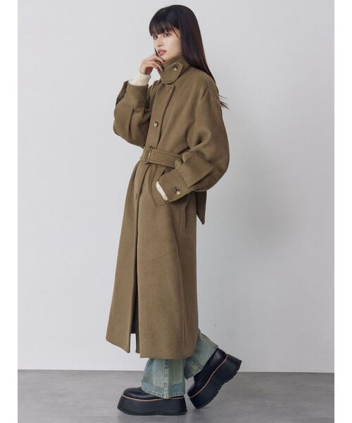 MURUA（ムルーア）の「スタンドネックダブルカラーコート（ステンカラーコート・レディース・グレー/キャメル/カーキ/ブラック・2/1）」の21枚目の写真