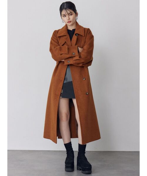 セール】スタンドネックダブルカラーコート（ステンカラーコート