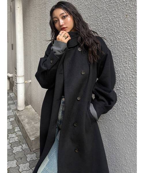 セール】スタンドネックダブルカラーコート（ステンカラーコート