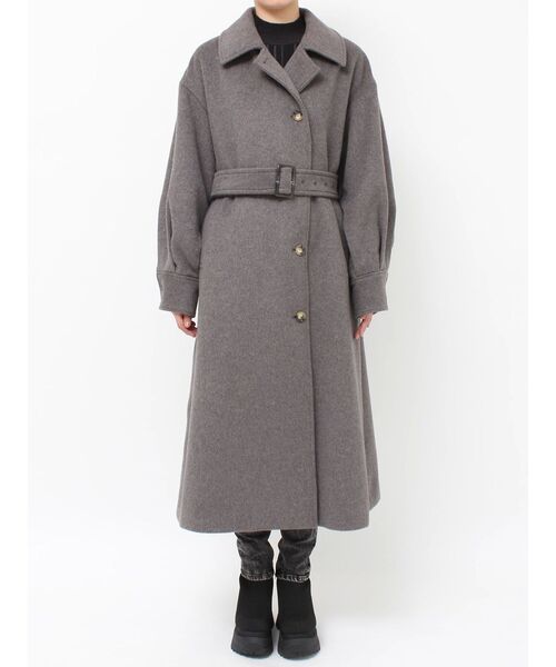 MURUA スタンドネックダブルカラーコート 1サイズ ブラック スタンドネックダブルカラーコート（ステンカラーコート）｜MURUA