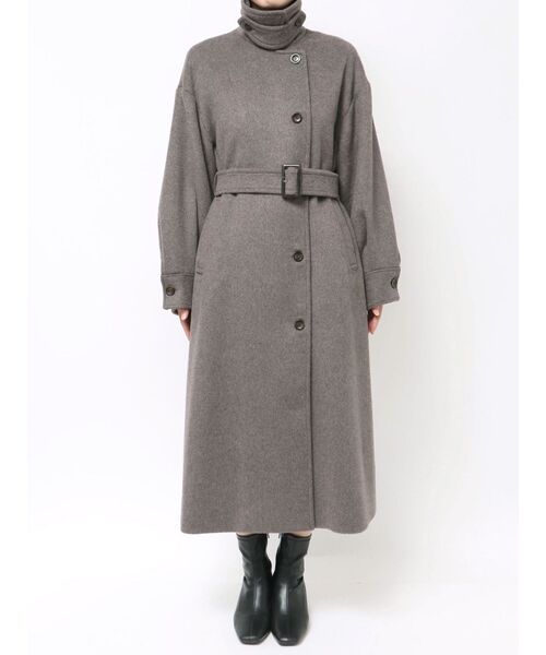 MURUA スタンドネックダブルカラーコート 1サイズ ブラック スタンドネックダブルカラーコート（ステンカラーコート）｜MURUA