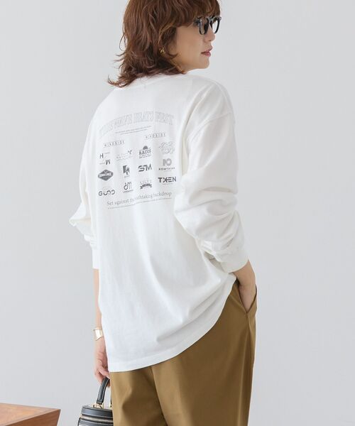 AMERICAN HOLIC(アメリカンホリック)の「カンパニーロゴ風プリントロンT(Tシャツ/カットソー・レディース・オフホワイト/杢グレー/ネイビー・FREE)」の2枚目の写真